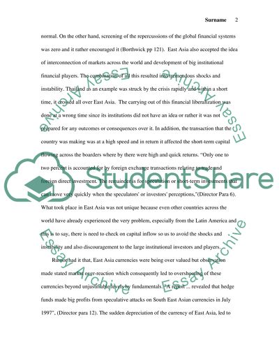 The East Asian Financial Crisis in 1997