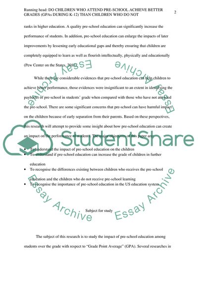 The impact of attending pre-school on grades