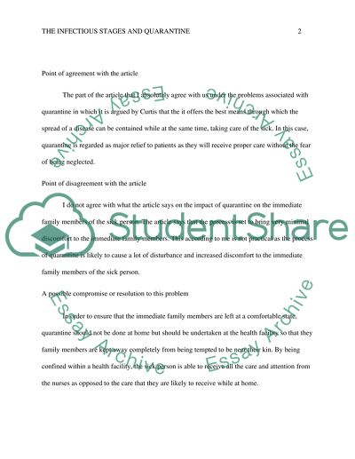The Infectious Stages and Quarantine
