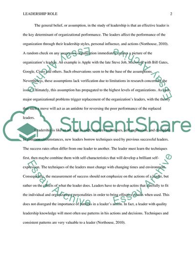Leadership Role and Organization Performance