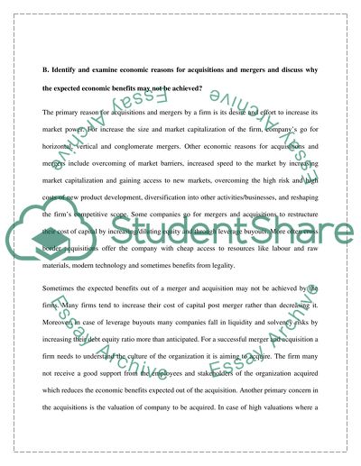 The Reasons for Mergers and Acquisitions