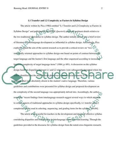 Major Factors in Syllabus Design