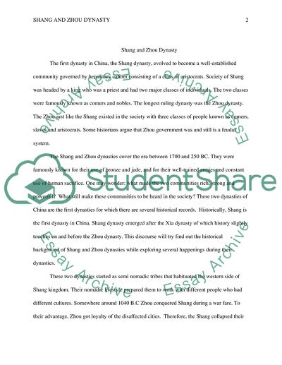 Shang and Zhou Dynasty