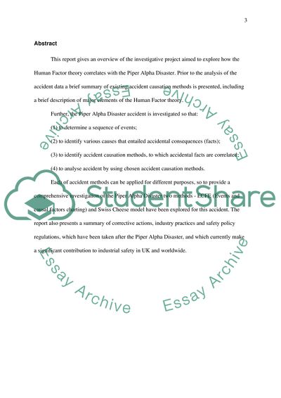 How the Human Factor Theory Correlates with the Piper Alpha Disaster