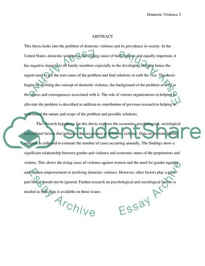 Factors leading to Domestic Violence