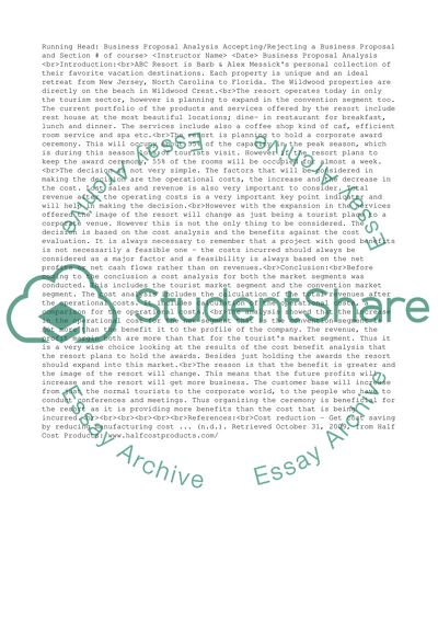 Accepting/rejecting a business proposal