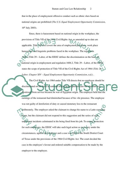Statute and Case Law Relationship Paper