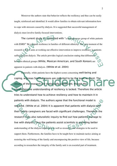 Family Resiliency in Patients on Hemodialysis