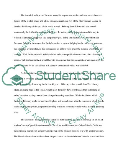 John F. Kennedy Speech in Regards to the Cuban Missile Crisis