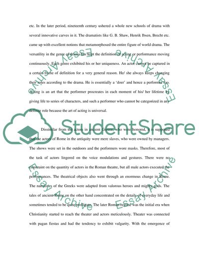 Acting and Theory of Drama