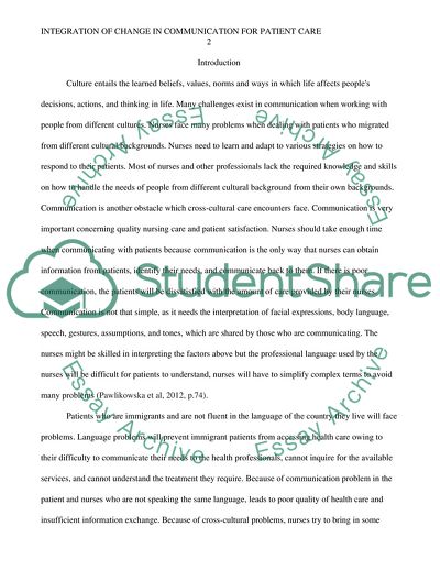 Integration of Change in Verbal and Nonverbal Communication for Patient Care Across Cultures