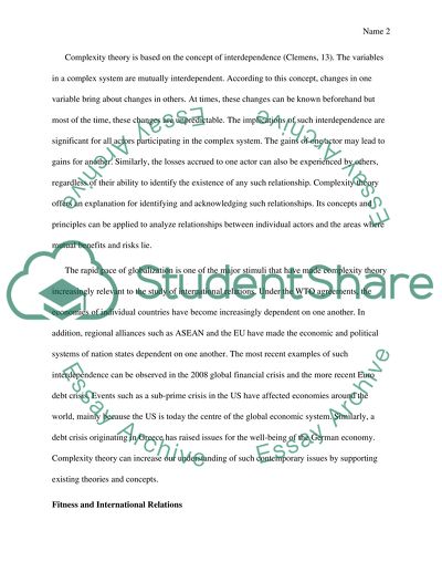 The Increasing Importance of Complexity in International Relations