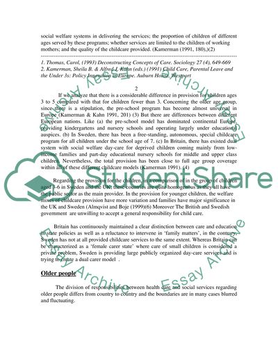 Social Care Policies in Global Society