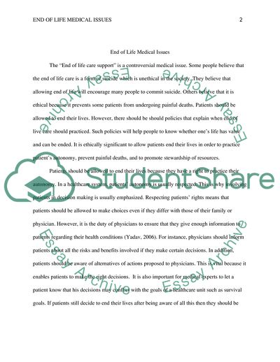 End of Life Medical Issues