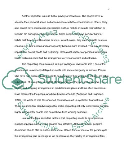 Car pooling scheme is effective argue against this statement