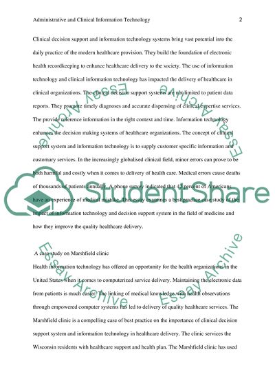 Administrative and Clinical Information Technology