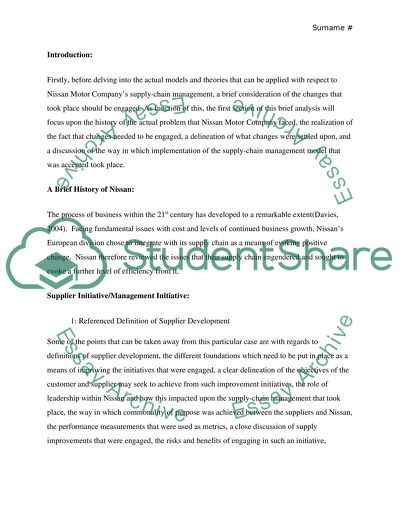 Supply Chain Management - Nissan