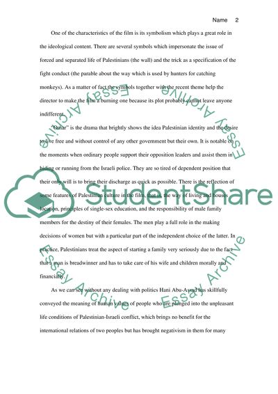 Respones paper for the film Omar (2014), directed by Hani Abu Assaid