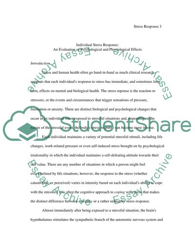 Psychological and Physiological Effects of Stress-induced Stimuli