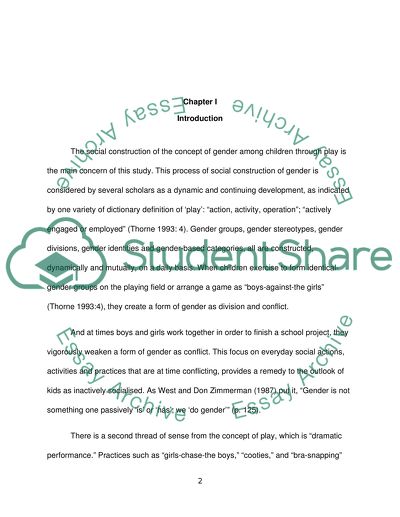 Gender Dualism: Gender and Play in Early Years