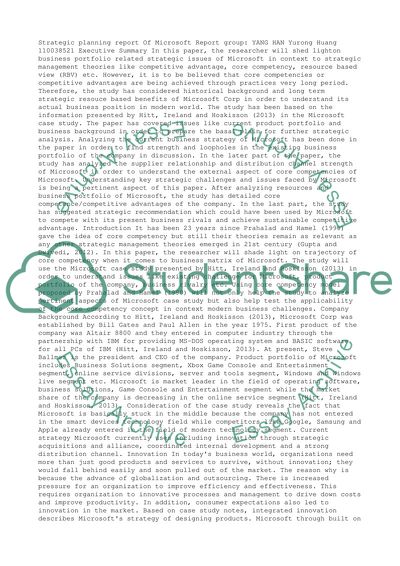 Strategic Management of Microsoft