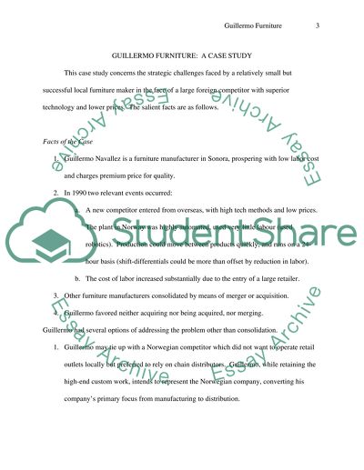 Guillermo Furniture Store Scenario