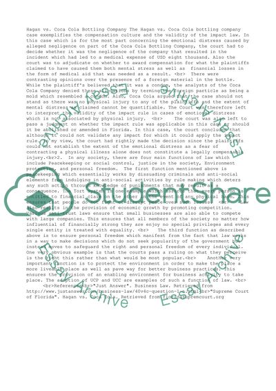 Validity of the Impact Law in Hagan vs Coca Cola Bottling Company