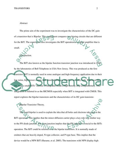 Electrical & electronic principles ( lap report ) in transistor