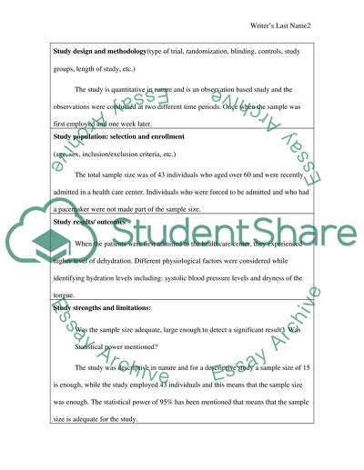 Dehydration in Older People Admitted to Hospital