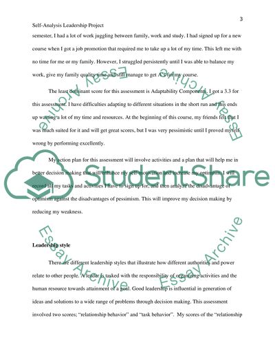 Self-Analysis Leadership Profile Project