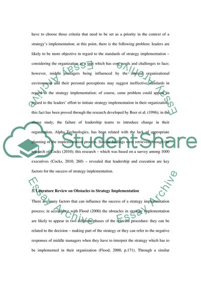 Obstacles to Strategy Implementation