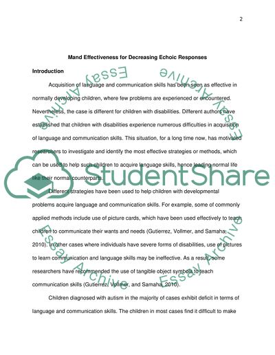 Mand Training effectiveness for decreasing echoic responses