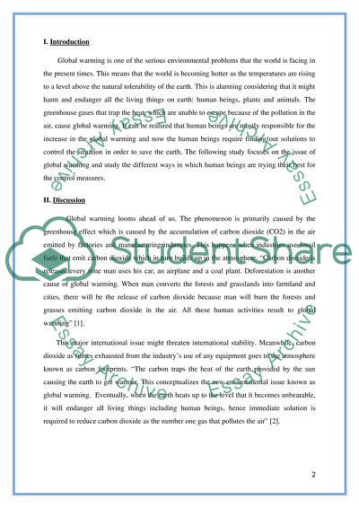 The Issue of Global Warming and the Ways of Human Beings for the Control Measures