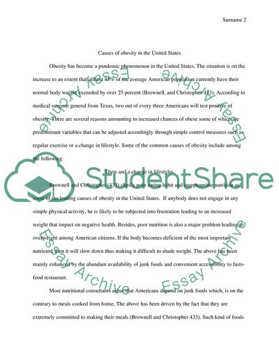 Causes and Effects of Obesity in America