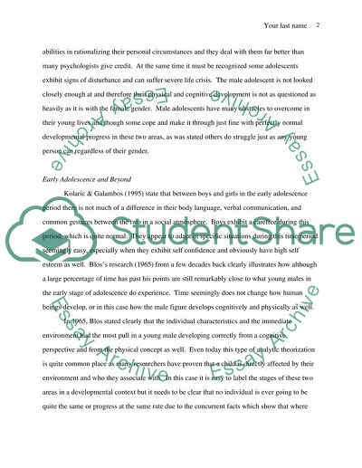 Cognitive and Physical Development of the Male Adolescent