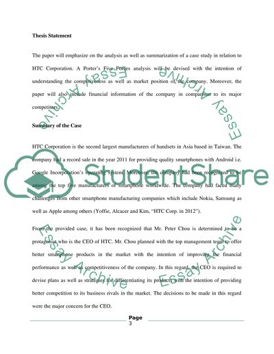 Market Position of the HTC Corporation