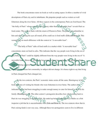 Living in Paris in the Contexts of The Belly of Paris by mile Zola and A moveable feast by Ernest Hemingway