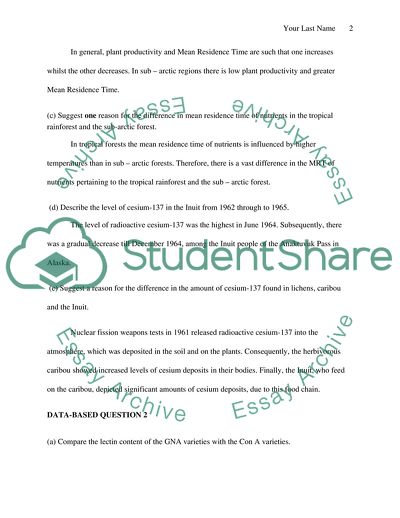 Biology Data-based Questions