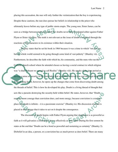 The Discussion of Doubt in John P. Shanleys play Doubt: A Parable