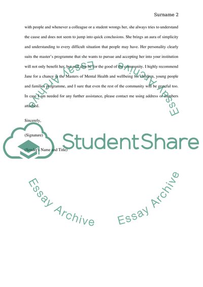 Recommendation to College