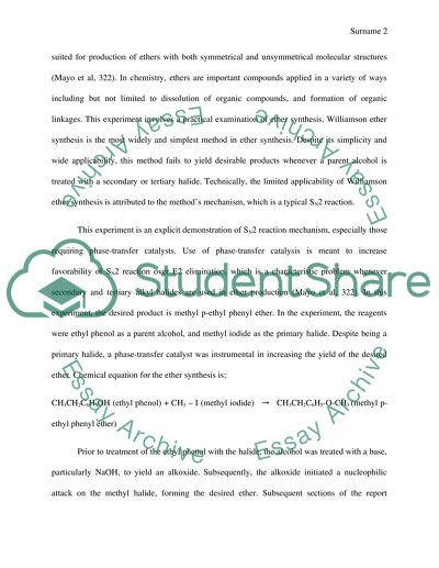 Williamson Ether Synthesis- Preparation of Methyl p-ethylphenyl ether