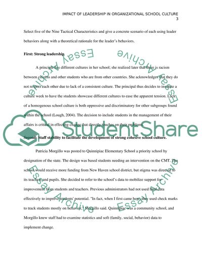 Impact of Leadership in Organizational School Culture