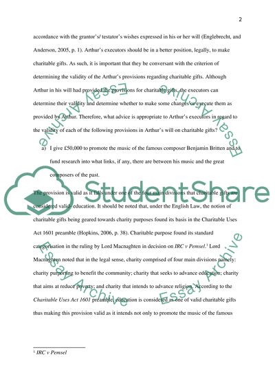 The Scenario of Arthur Wilson Who Wanted to Leave Some Charitable Gifts