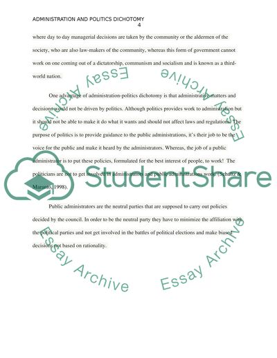 Administration and Politics Dichotomy