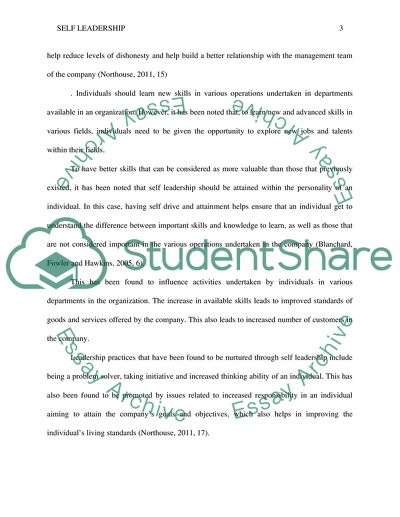 Leadership Analysis and Self-Leadership