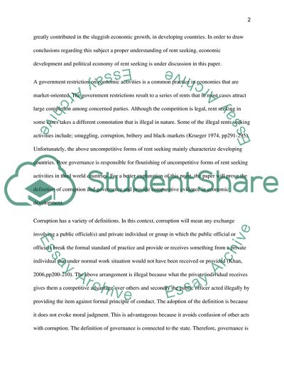 The Act of Rent-Seeking Crucially Cost in Late-Developing Countries