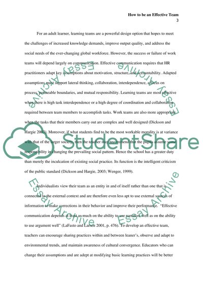 How to be an effective team