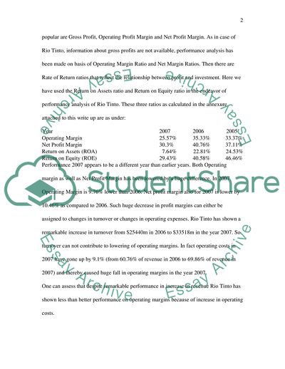 Financial Management Analysis of Rio Tinto Plc