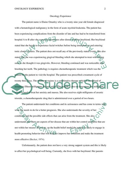 Oncology Experience and Personal Health Behavior