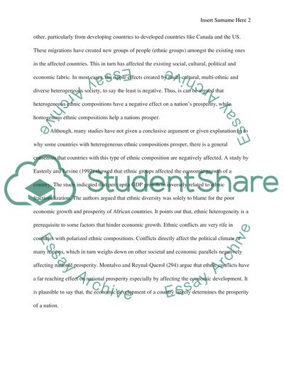 Homogeneous and Heterogeneous Ethnic Compositions and Their Effects on National Prosperity